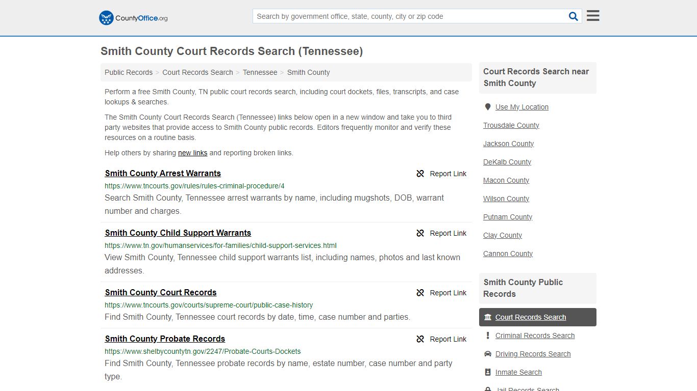 Smith County Court Records Search (Tennessee) - County Office