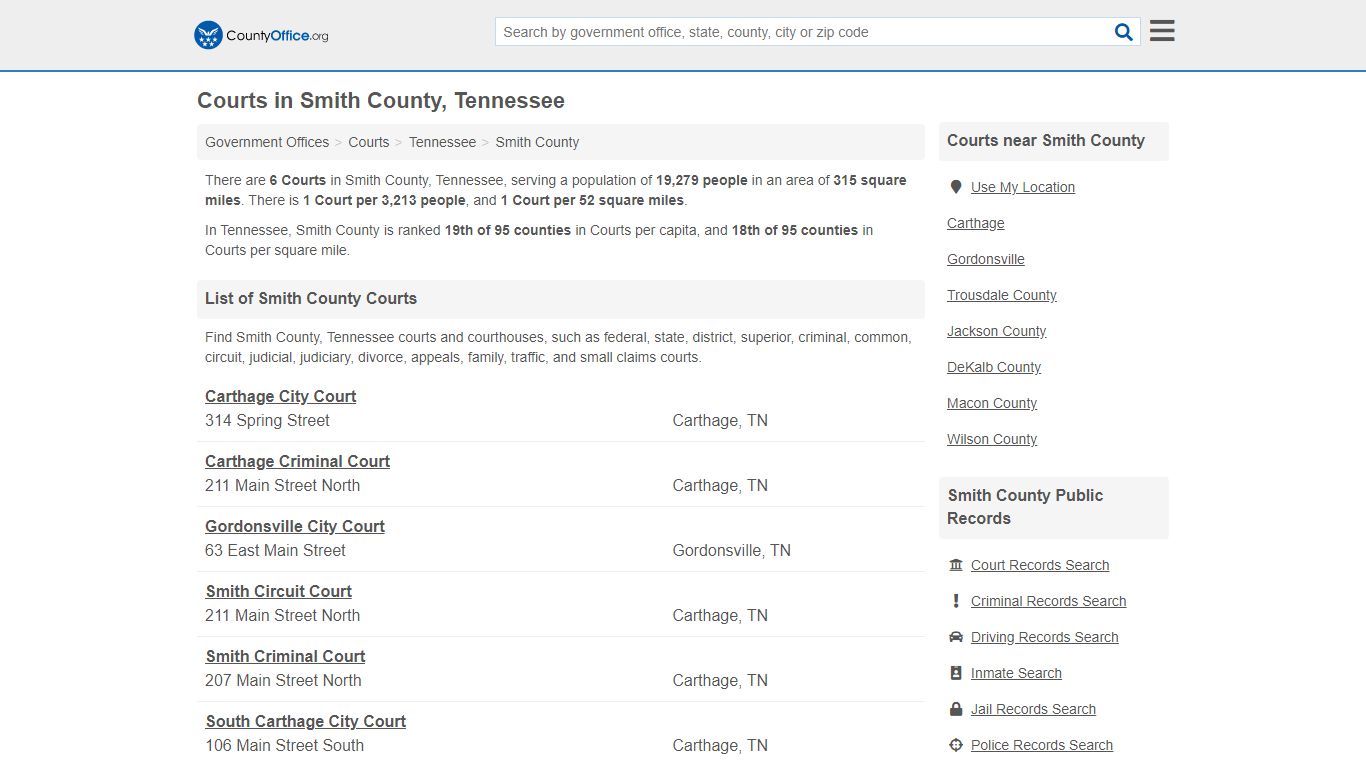 Courts - Smith County, TN (Court Records & Calendars)